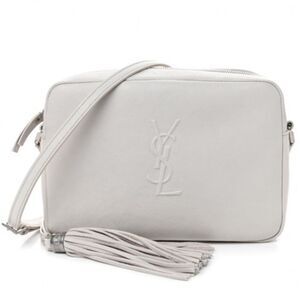 YSL Saint Laurent Lambskin Monogram Small Lou Camera Bag in White